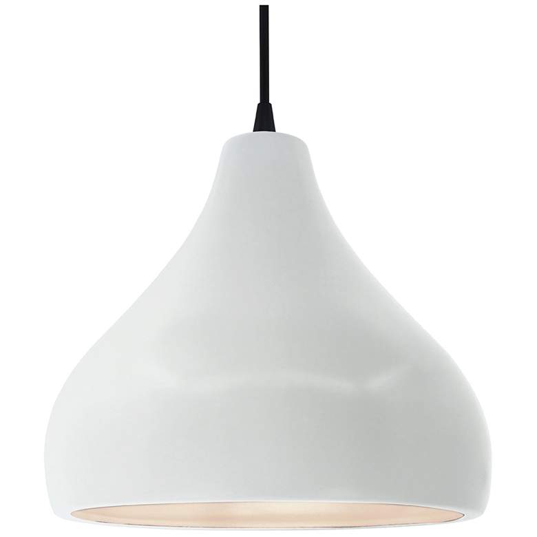 Image 1 13.5"W Gloss White Sided Frame Matte Black Large Droplet Black Cord Pe