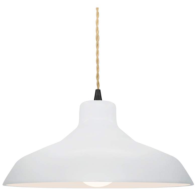 Image 1 13.5"W Gloss White Sided Frame Matte Black Loft Beige Twisted LED Pend