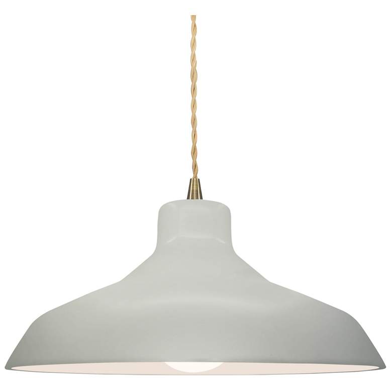 Image 1 13.5"W Matte White Frame Antique Brass Loft Beige Twisted LED Pendant