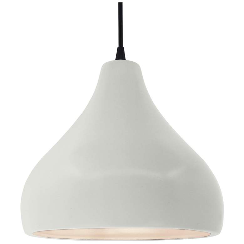 Image 1 13.5"W Matte White Frame Matte Black Large Droplet Black Cord LED Pend