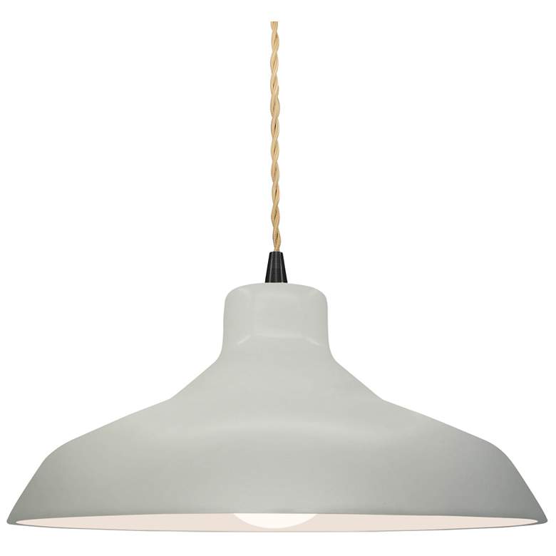 Image 1 13.5"W Matte White Frame Matte Black Loft Beige Twisted LED Pendant