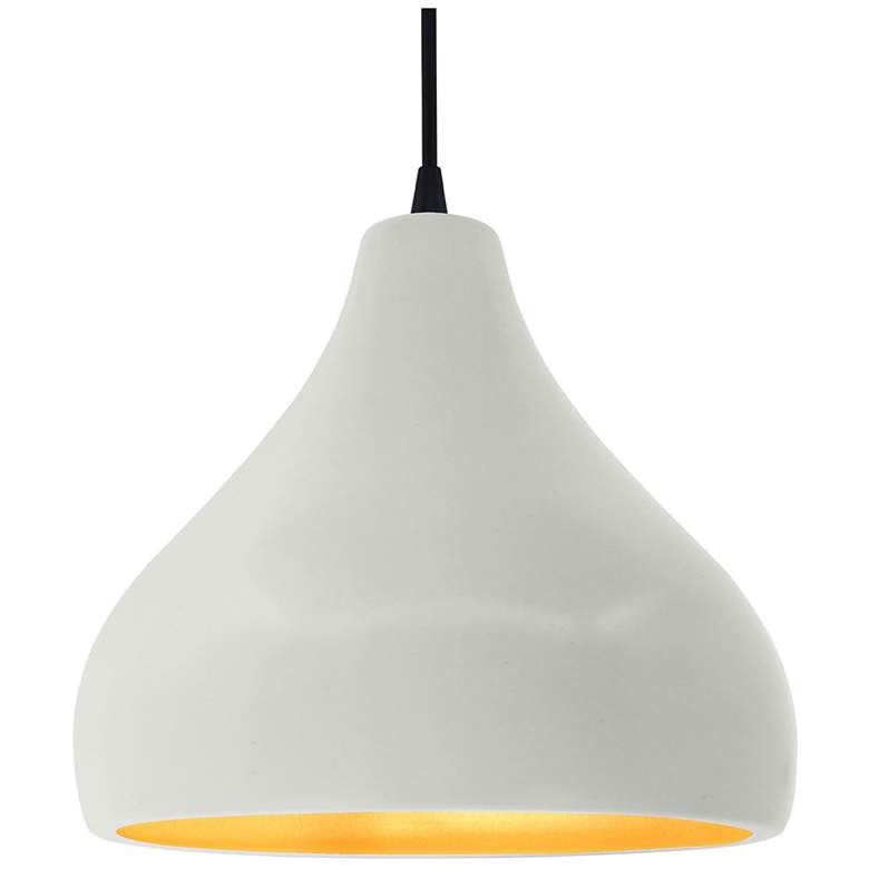 Image 1 13.5"W Matte White/Gold Frame Black Large Droplet Black Cord LED Penda