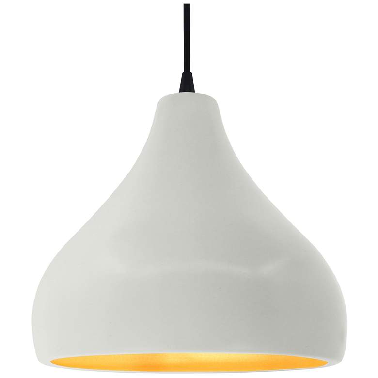 Image 1 13.5"W Matte White/Gold Frame Matte Black Large Droplet Black Cord Pen