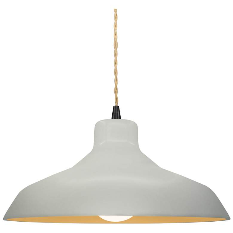 Image 1 13.5"W Matte White/Gold Frame Matte Black Loft Beige Twisted LED Penda
