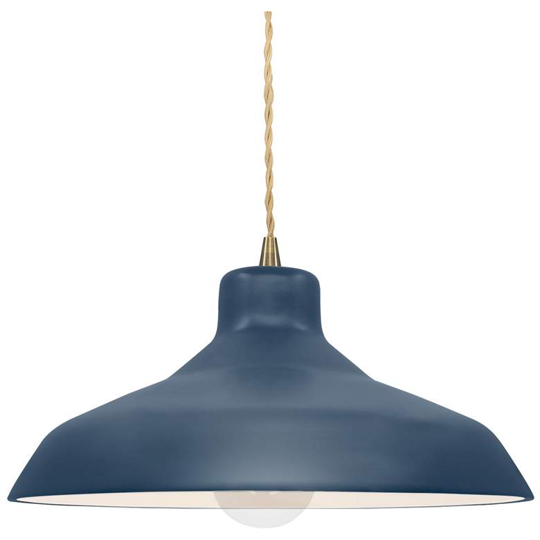 Image 1 13.5"W Midnight/White Frame Antique Brass Loft Beige Twisted LED Penda
