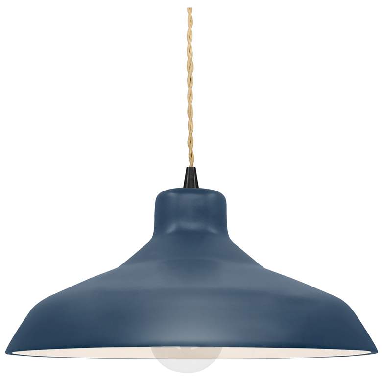 Image 1 13.5"W Midnight/White Frame Matte Black Loft Beige Twisted LED Pendant