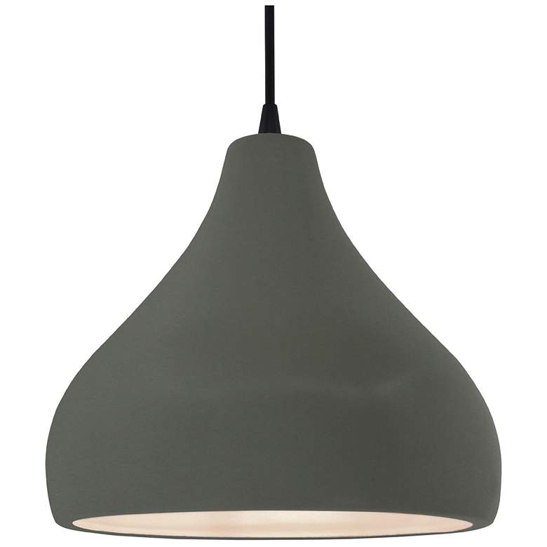Image 1 13.5"W Pewter Green Frame Matte Black Large Droplet Black Cord LED Pen
