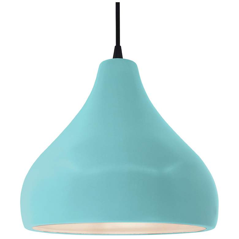 Image 1 13.5"W Pool Frame Matte Black Large Droplet Black Cord LED Pendant
