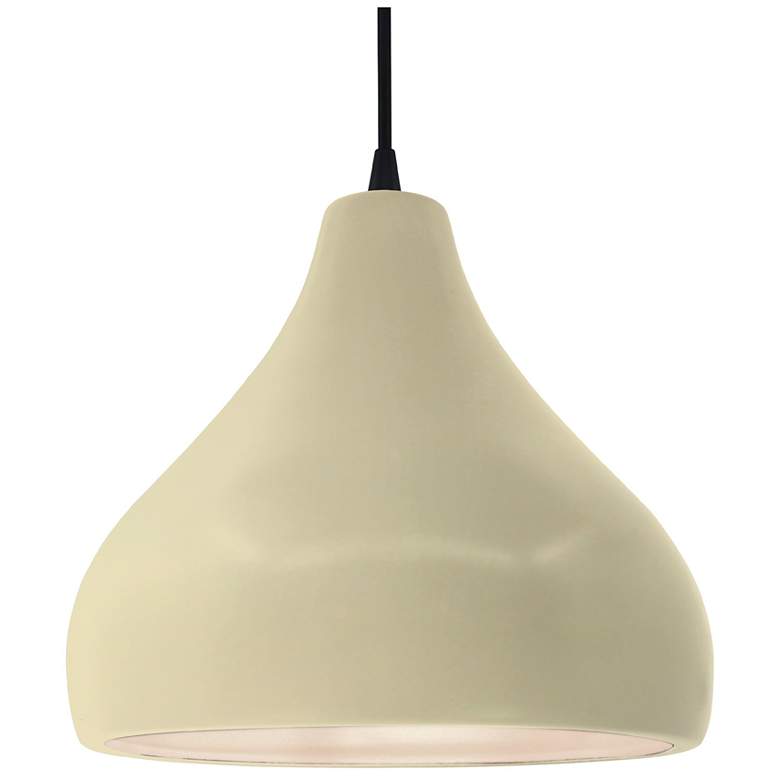 Image 1 13.5"W Vanilla Gloss Frame Matte Black Large Droplet Black Cord Pendan