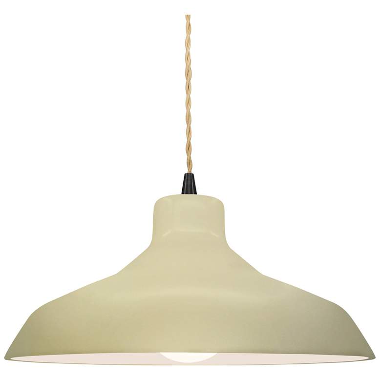 Image 1 13.5"W Vanilla Gloss Frame Matte Black Loft Beige Twisted LED Pendant