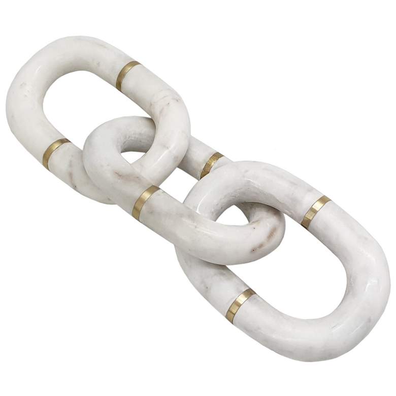 Image 1 13.6 inch White &amp; GoldMarble Chain with Brass Inlay