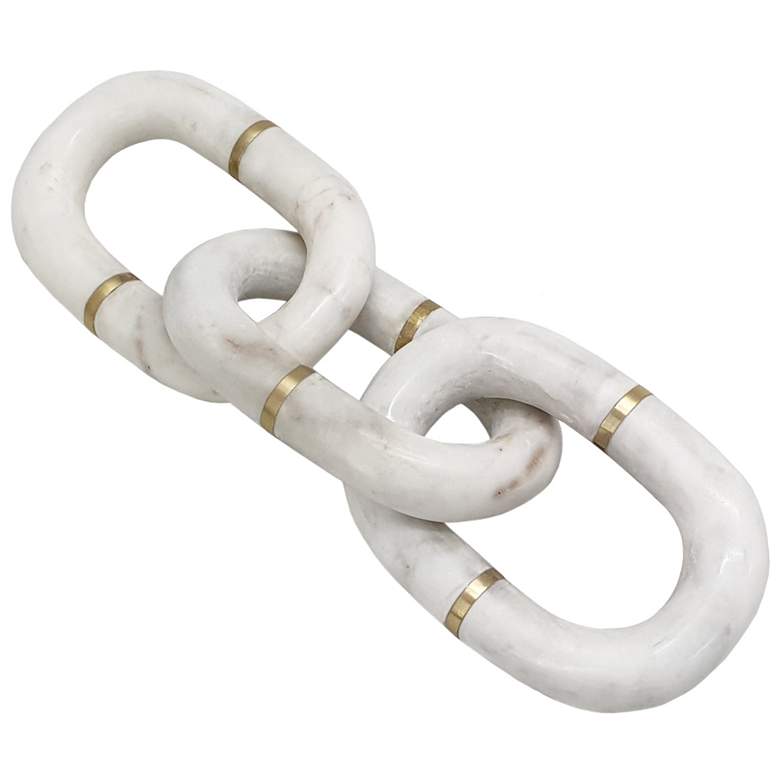 Image 1 13.6" White & GoldMarble Chain with Brass Inlay