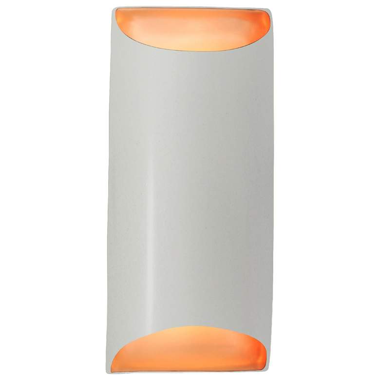 Image 1 13.75" Matte White/Gold Large Tapered Cylinder ADA Outdoor LED Sconce