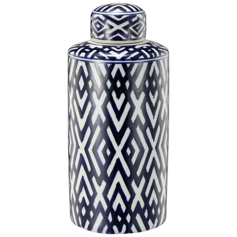 Image 1 13.8" Blue and White Carlyle Lidded Jar