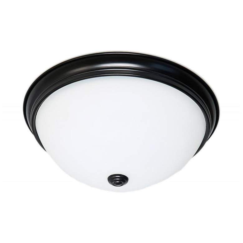 Image 1 13 in.; LED Flush Dome Fixture; Mahogany Bronze Finish with Frosted Glass