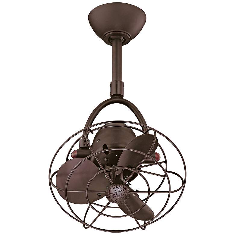 Image 2 13 inch Diane Textured Bronze Metal Oscillating Ceiling Fan with Remote