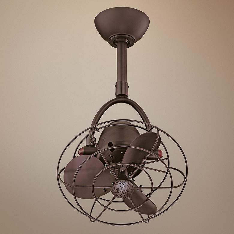 Image 1 13" Diane Textured Bronze Metal Oscillating Ceiling Fan with Remote