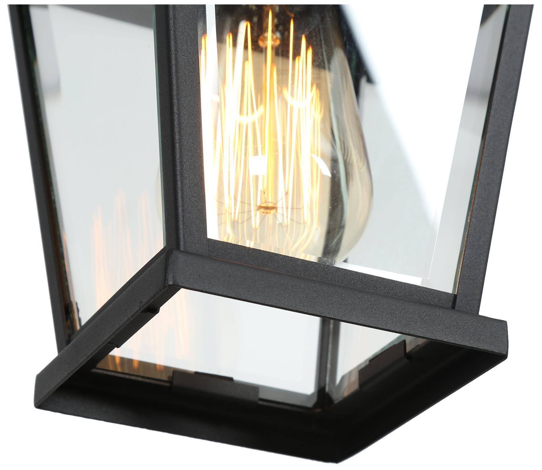 Image 6 13" High 1-Light Black Clear Glass Outdoor Pendant Light more views