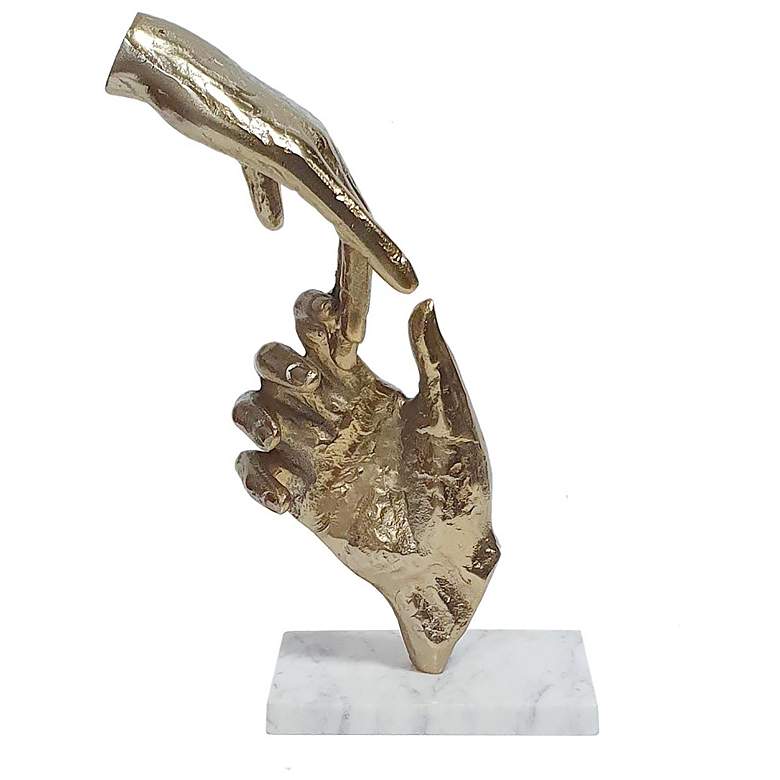 Image 1 13" High Gold Hands Couple Sculpture on Marble Base