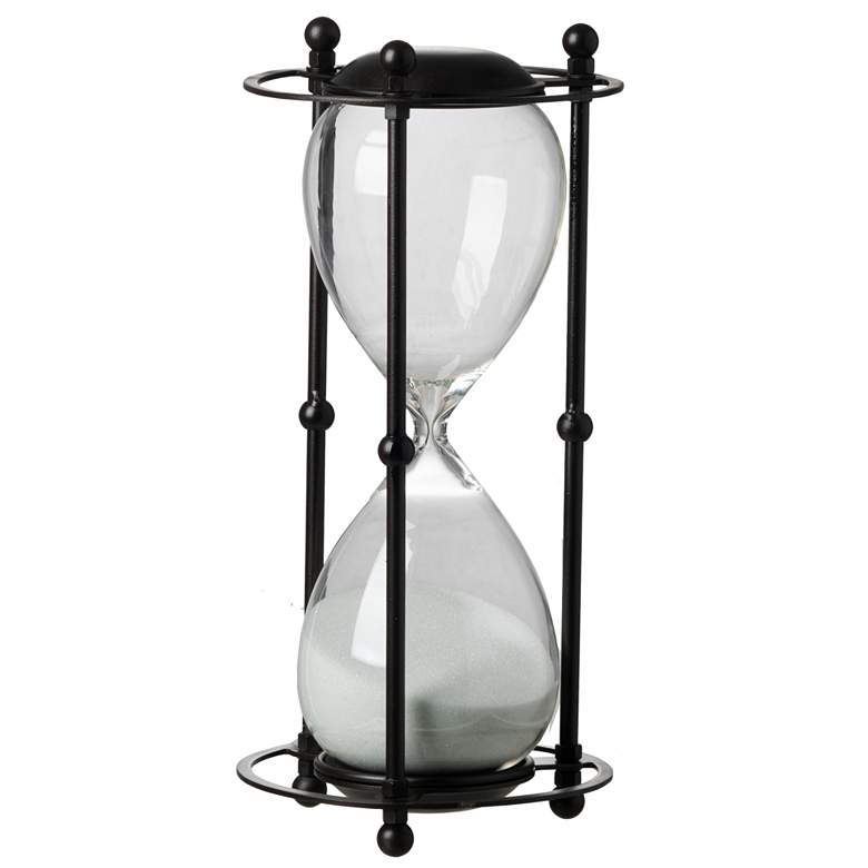 Image 1 13 inch High White Sand Hourglass in Stand