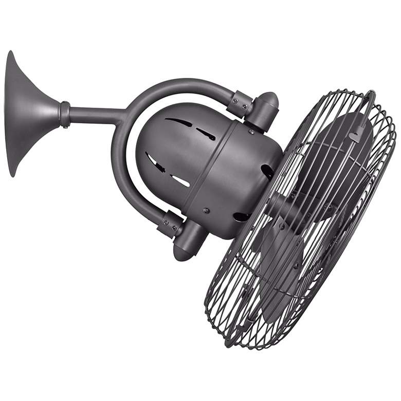 Image 2 13" Kaye Brushed Nickel Oscillating Caged Wall Fan with Wall Control