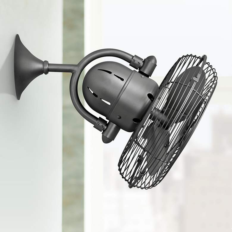 Image 1 13" Kaye Brushed Nickel Oscillating Caged Wall Fan with Wall Control