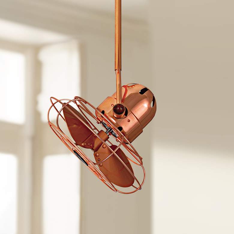 Image 1 13" Matthews Bianca Copper and Wood Directional Fan with Wall Control