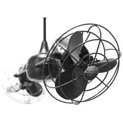 13&quot; Matthews Duplo Dinamico Black Cage 2-Head Rotational Ceiling Fan