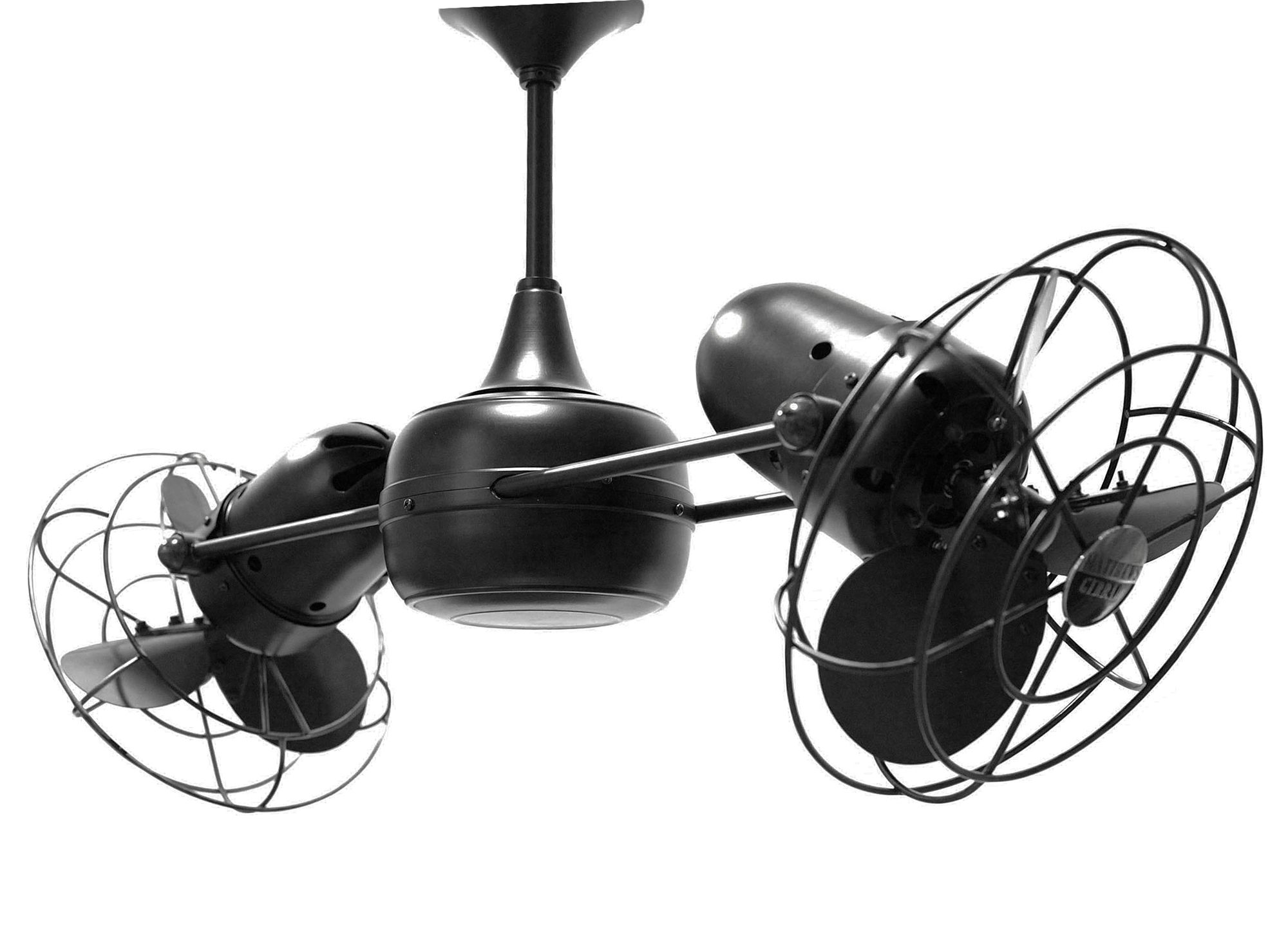 Image 2 13" Matthews Duplo Dinamico Black Cage 2-Head Rotational Ceiling Fan more views