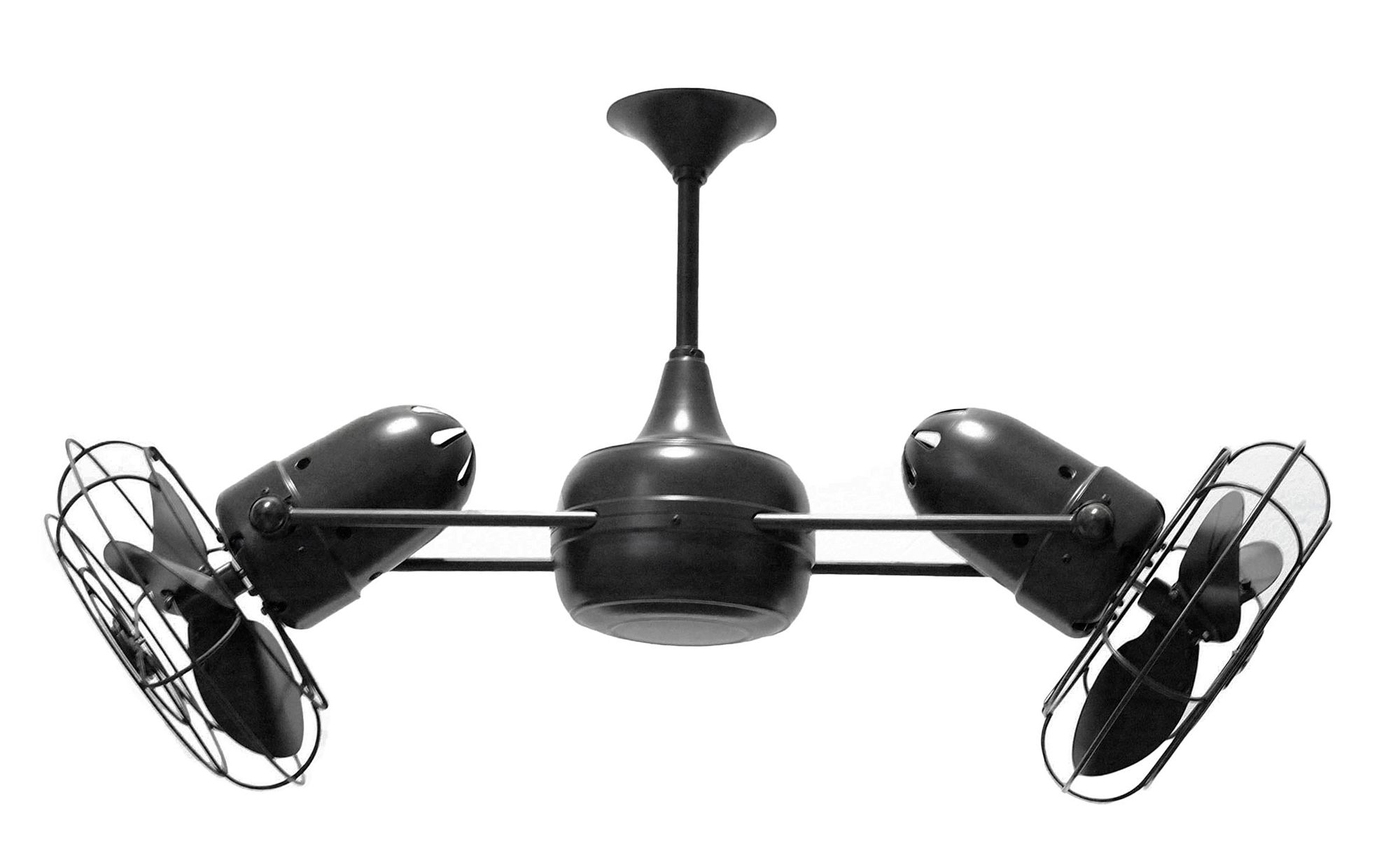 Image 3 13" Matthews Duplo Dinamico Black Cage 2-Head Rotational Ceiling Fan more views
