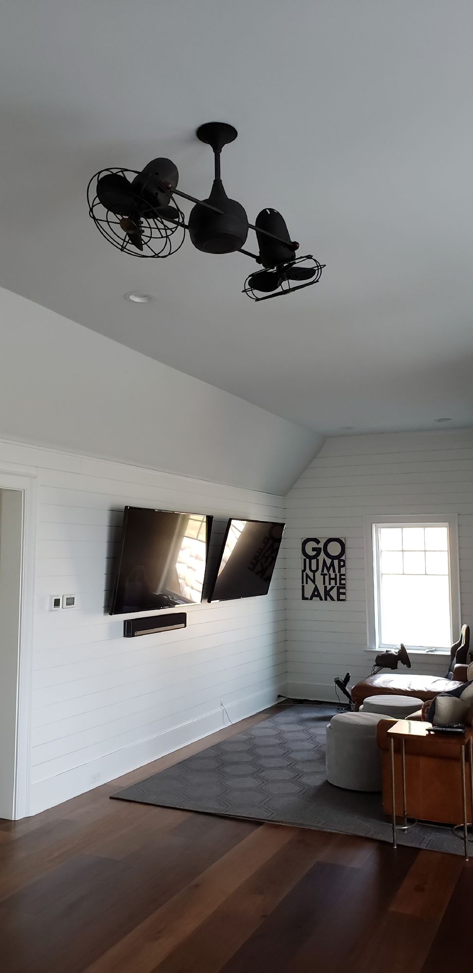Image 4 13" Matthews Duplo Dinamico Black Cage 2-Head Rotational Ceiling Fan more views