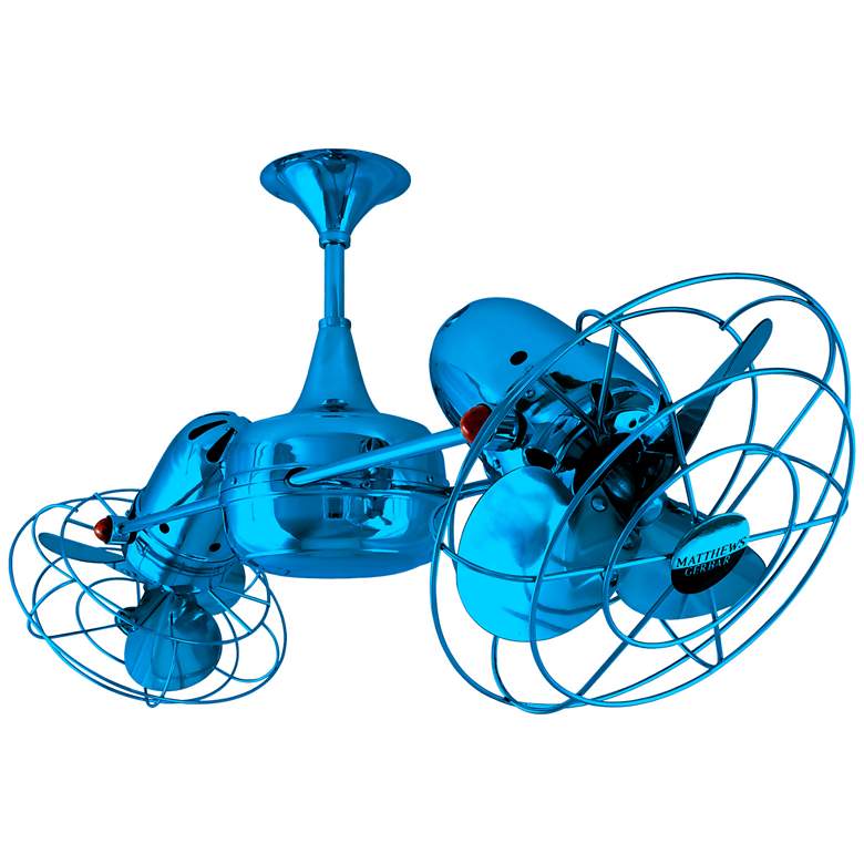 Image 1 13 inch Matthews Duplo Dinamico Blue Dual Cage Rotational Ceiling Fan