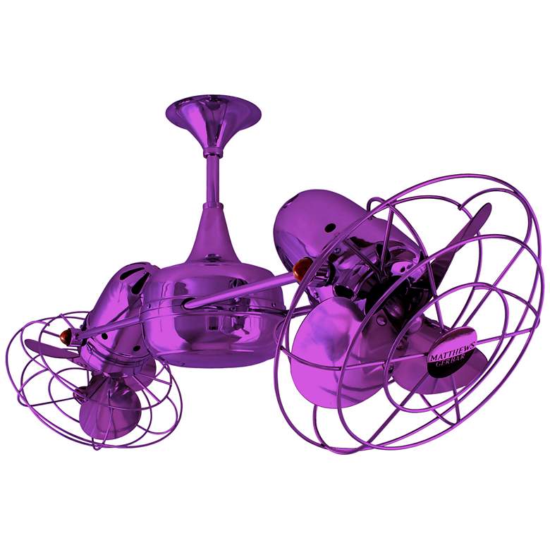 Image 1 13" Matthews Duplo Dinamico Purple Dual Cage Rotational Ceiling Fan