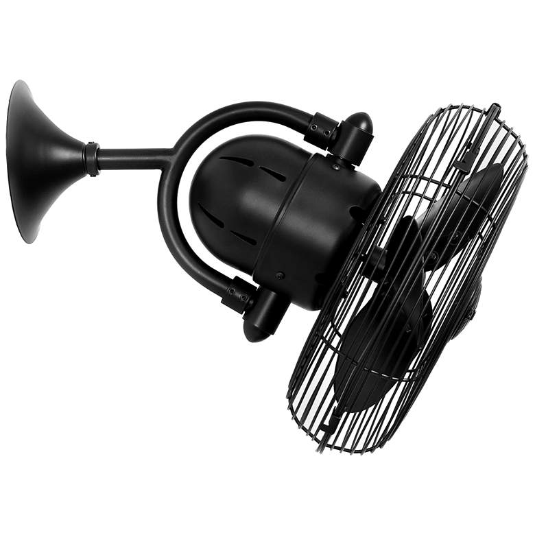 Image 1 13" Matthews Kaye Matte Black Oscillating Wall Fan with Wall Control