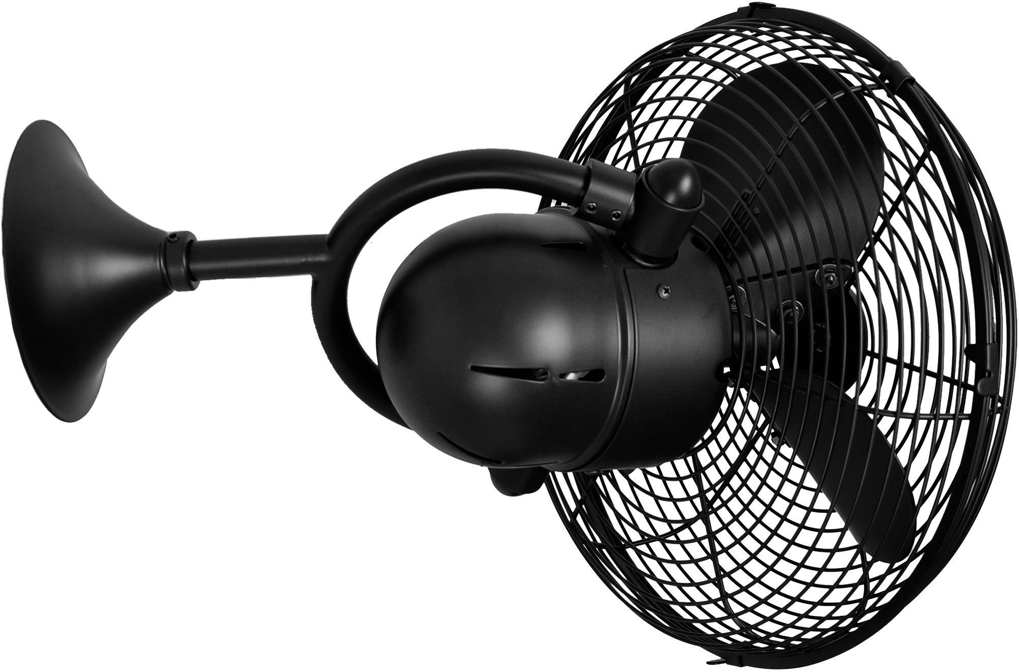 Image 3 13" Matthews Kaye Matte Black Oscillating Wall Fan with Wall Control more views