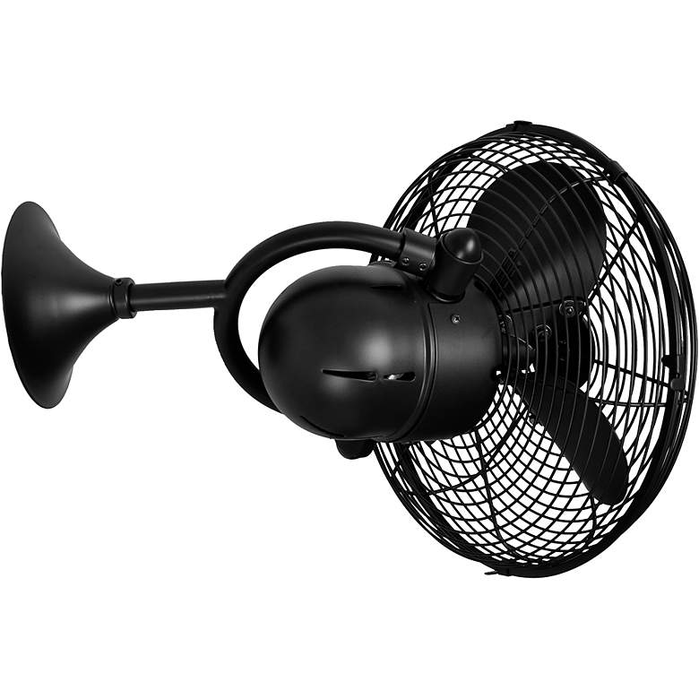 Image 3 13" Matthews Kaye Matte Black Oscillating Wall Fan with Wall Control more views