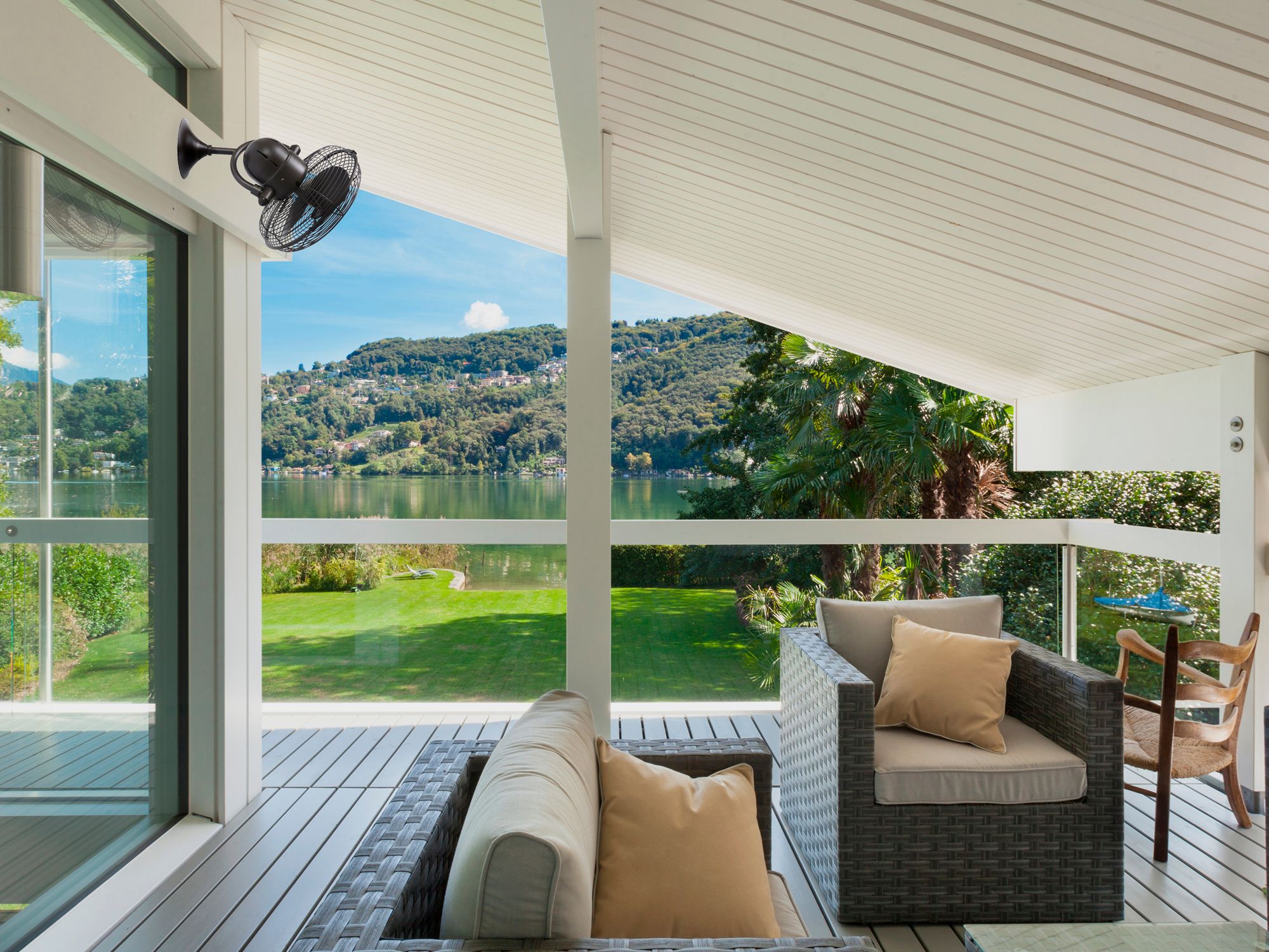 Image 5 13" Matthews Kaye Matte Black Oscillating Wall Fan with Wall Control more views