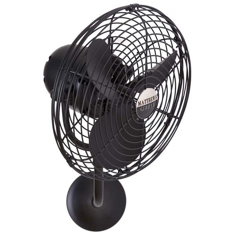 Image 1 13 inch Matthews Michelle Parede Black Finish Cage Directional Wall Fan