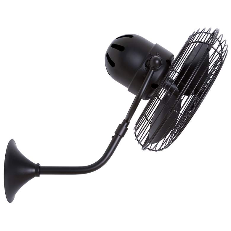 Image 2 13" Matthews Michelle Parede Black Finish Cage Directional Wall Fan more views