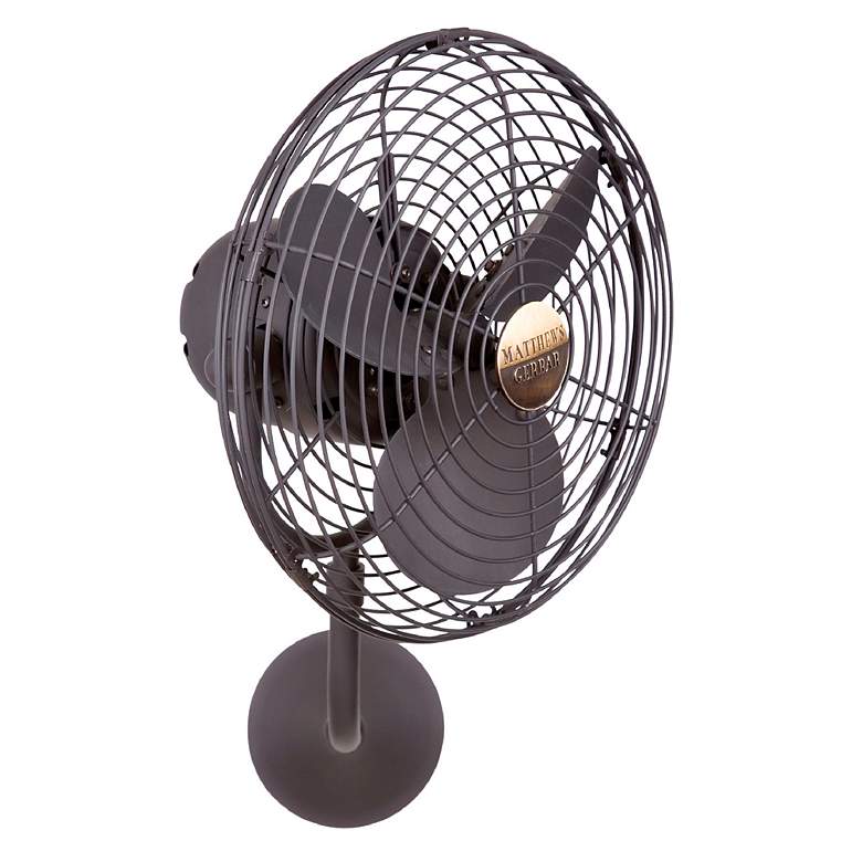 Image 2 13" Matthews Parede Bronzette Finish Cage Directional Wall Fan more views