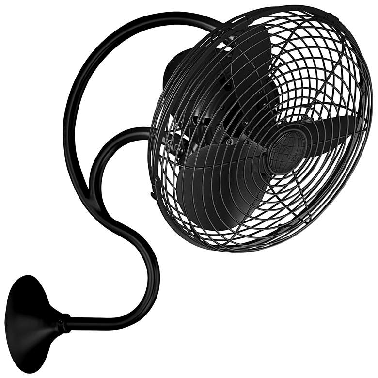Image 1 13" Melody Matte Black Finish Cage Wall Fan with Wall Control