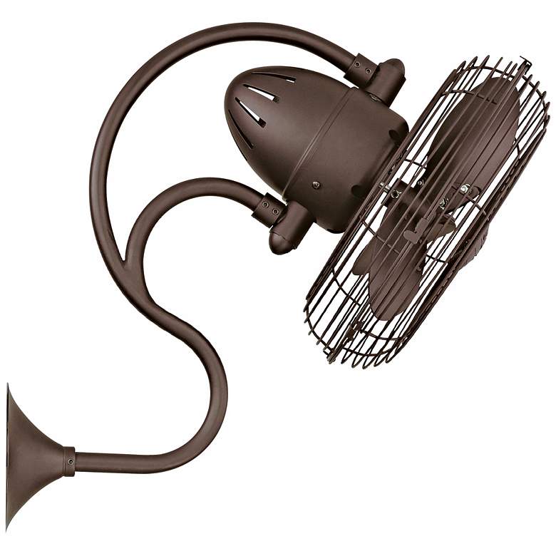 Image 2 13" Melody Textured Bronze Finish Cage Wall Fan with Wall Control