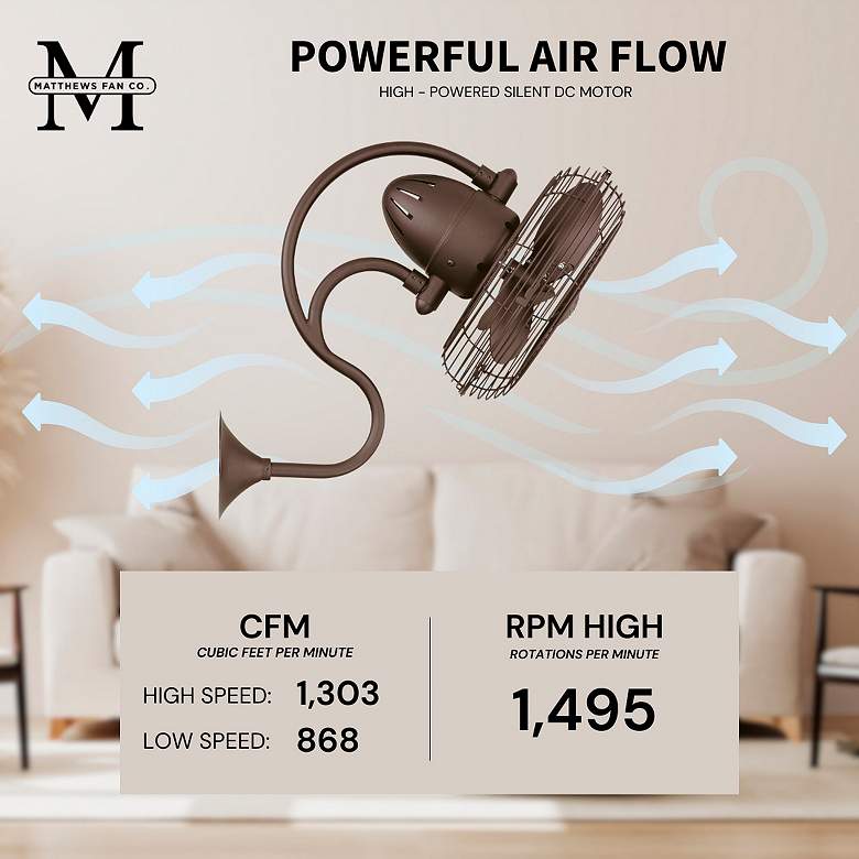 Image 5 13" Melody Textured Bronze Finish Cage Wall Fan with Wall Control more views
