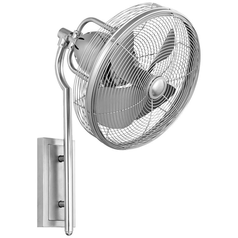 Image 2 13 inch Quorum Veranda Damp Nickel Oscillating Wall Fan with Wall Control