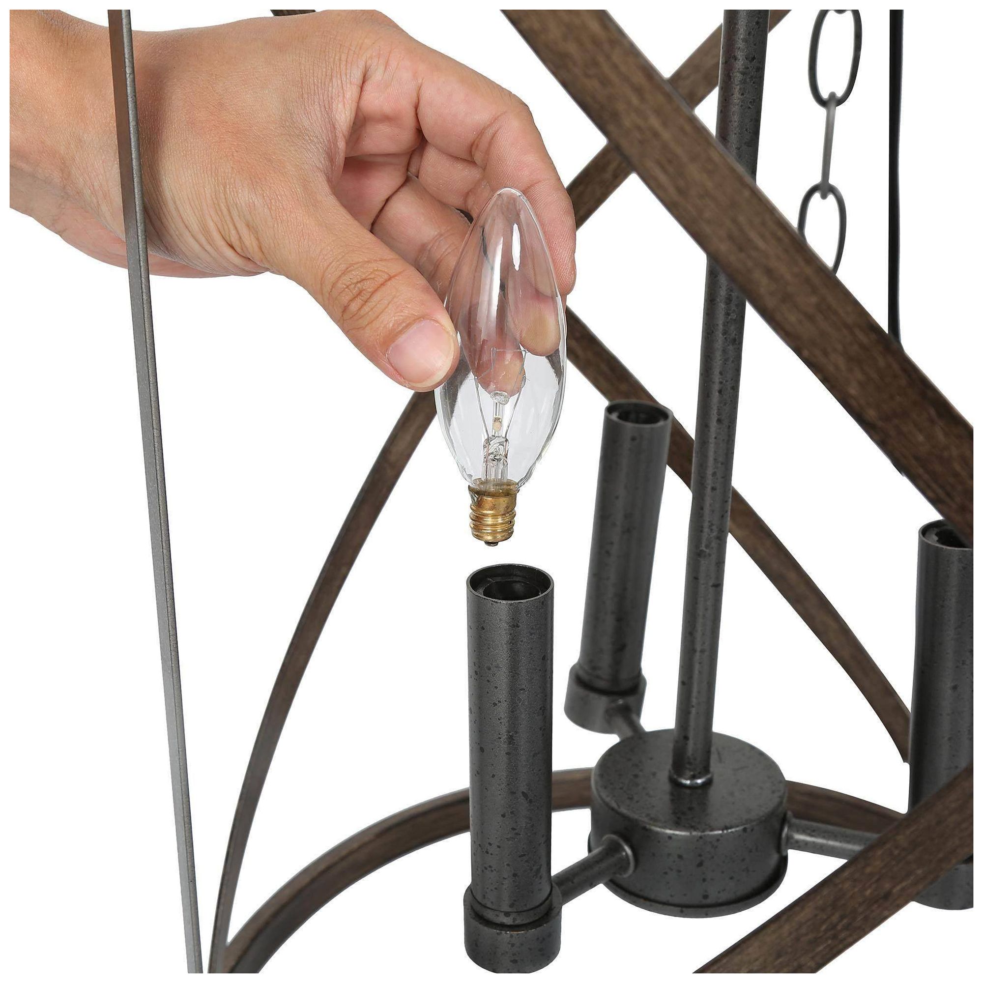 Image 3 13" Wide 3-Light Textured Brown Cylinder Island Chandelier more views