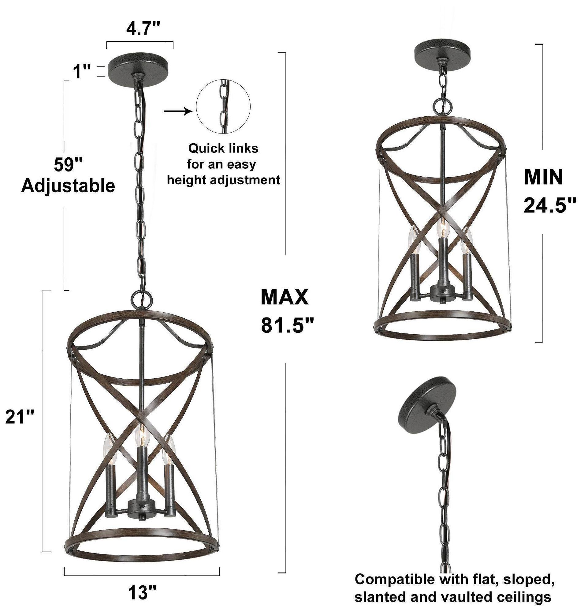 Image 4 13" Wide 3-Light Textured Brown Cylinder Island Chandelier more views