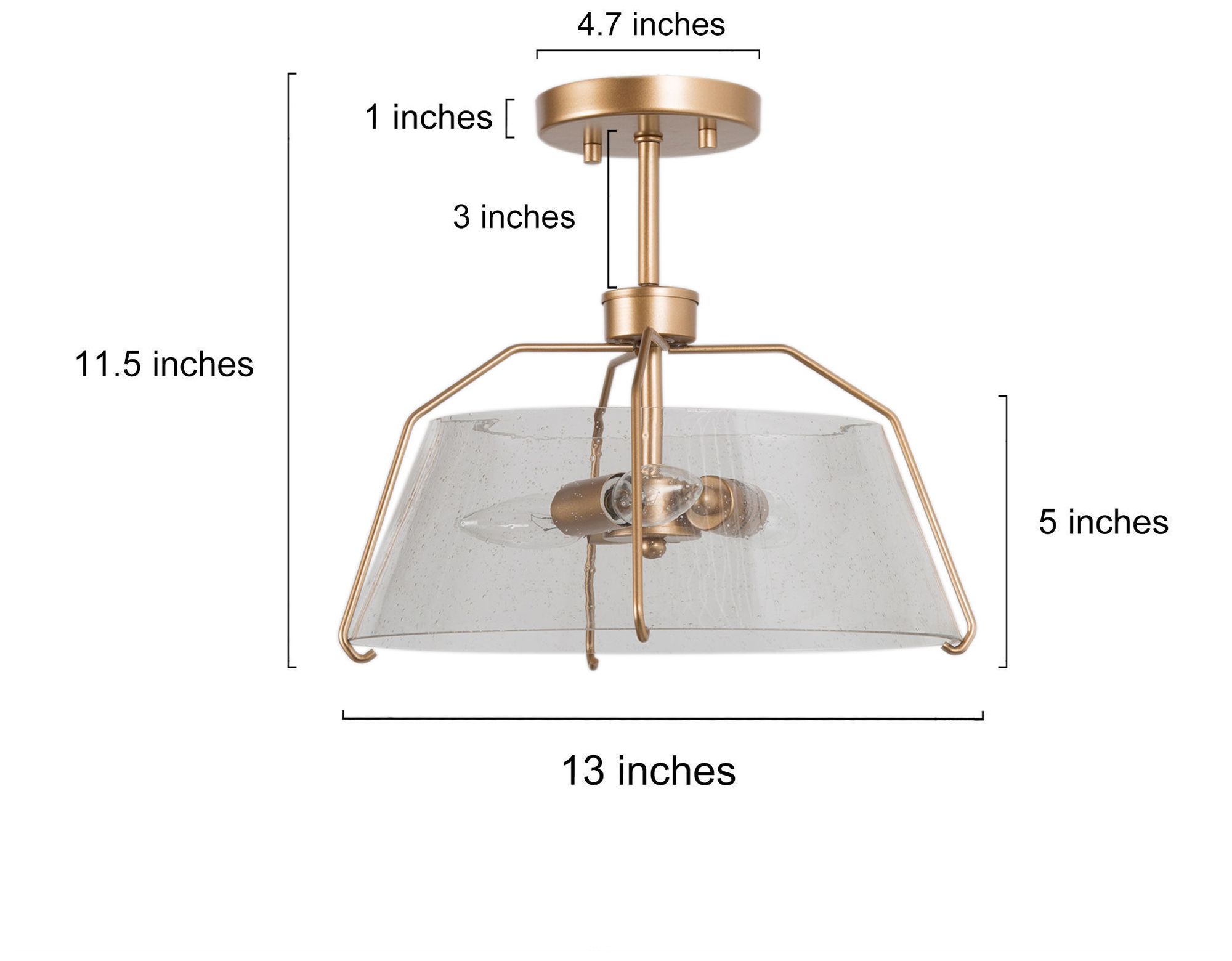 Image 5 13" Wide 3-Light Warm Brass Glass Drum Ceiling Light more views