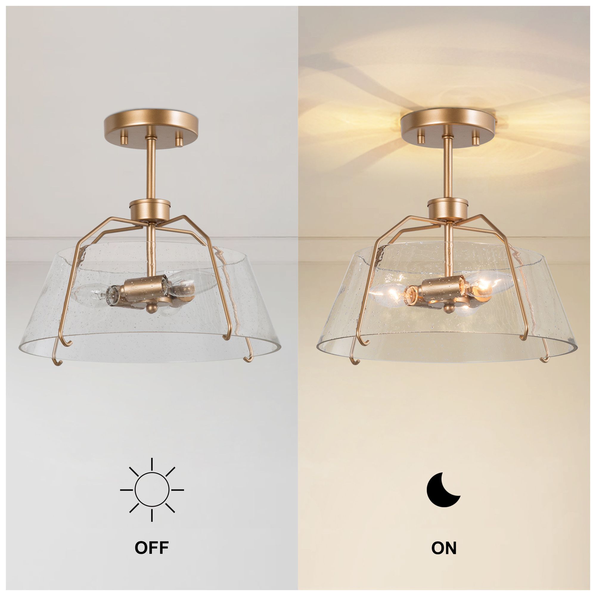 Image 6 13" Wide 3-Light Warm Brass Glass Drum Ceiling Light more views