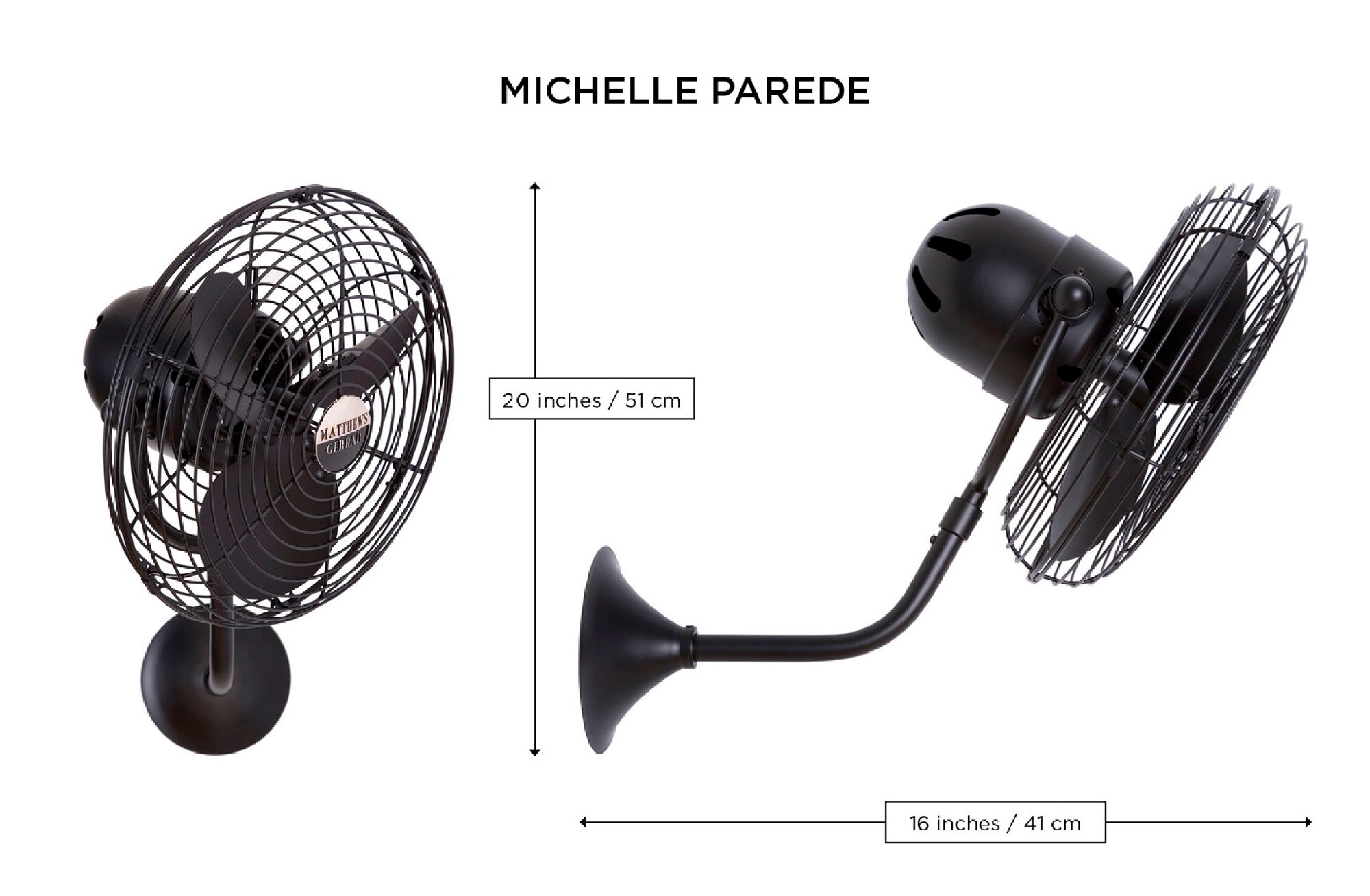13" Matthews Parede Bronzette Finish Cage Directional Wall Fan Image 9