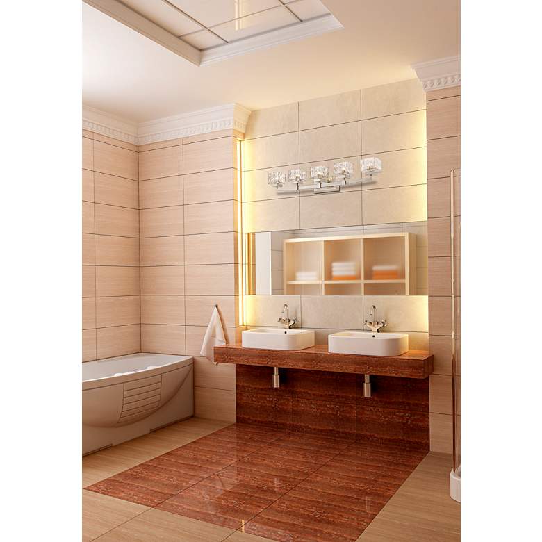 Image 1 Rubicon 36" Wide Brushed Nickel 5-Light Vanity Bath Light in scene